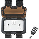 Knightsbridge OP9R IP66 13A 2-Gang SP Weatherproof Outdoor Switched Remote-Controlled Socket