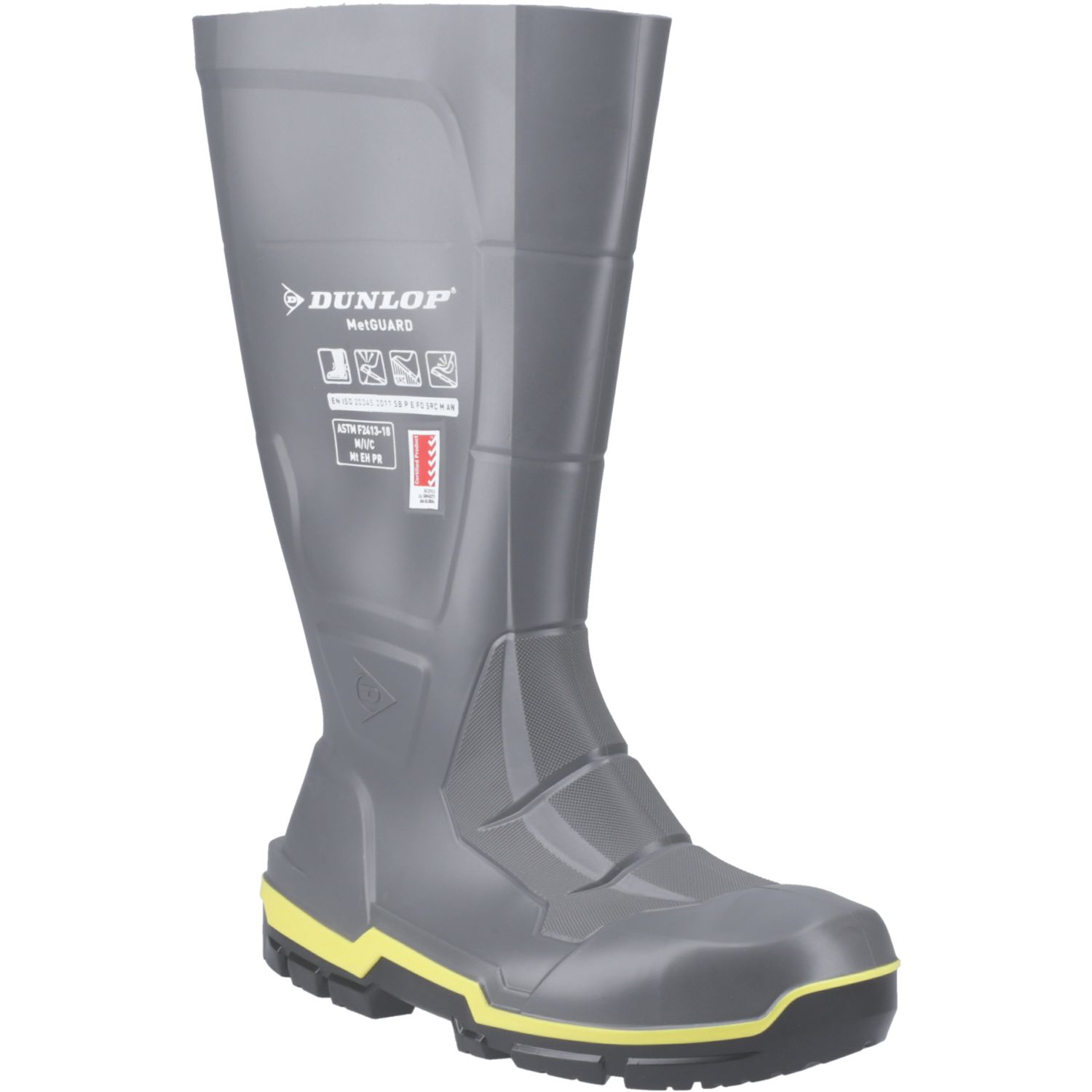 Dunlop MetGUARD Size 10 Dark Grey Steel Toe Cap Safety Wellies (627VU)