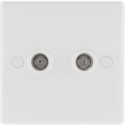 British General 800 Series 2-Gang Isolated Coaxial TV Socket White