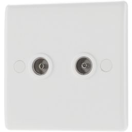 British General 800 Series 2-Gang Isolated Coaxial TV Socket White