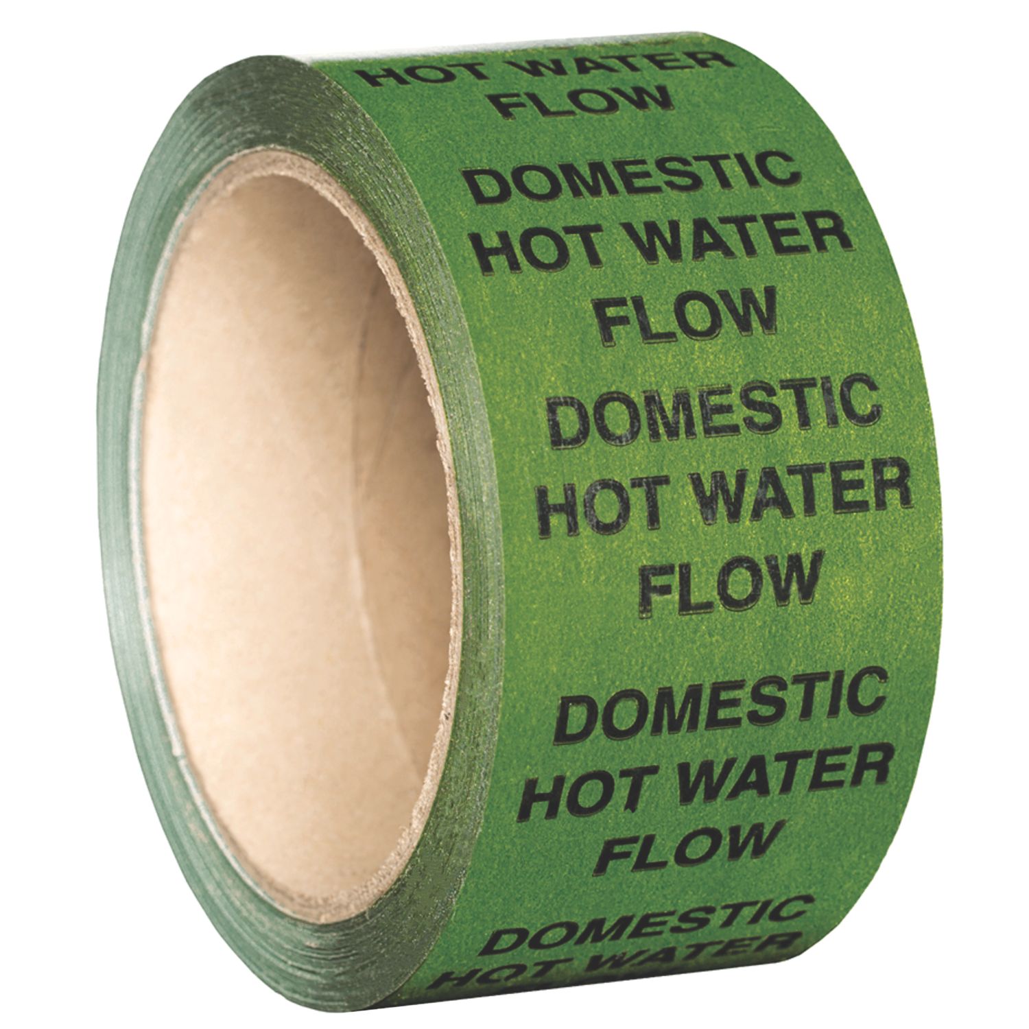 Essentials Domestic Hot Water Flow Pipe Marking Tape Green 33m x 50mm (627YU)