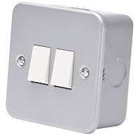 10AX 2-Gang 2-Way Metal Clad Switch with White Inserts