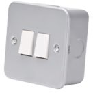 Essentials  10AX 2-Gang 2-Way Metal Clad Switch with White Inserts