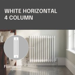 Flomasta 600mm x 605mm 3386BTU White Horizontal 4 Column Radiator