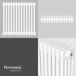 Flomasta 600mm x 605mm 3386BTU White Horizontal 4 Column Radiator