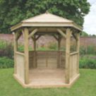 Forest HGG3MTTIN 10' x 9' (Nominal) Hexagonal Timber Gazebo with Base & Assembly