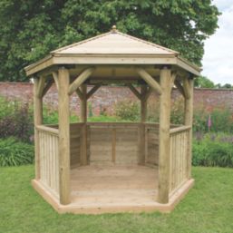 Forest HGG3MTTIN 10' x 9' (Nominal) Hexagonal Timber Gazebo with Base & Assembly