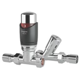 Drayton TRV4 15mm x 1/2" Anthracite Straight & L/S Designer Thermostatic Radiator Valve & Lockshield