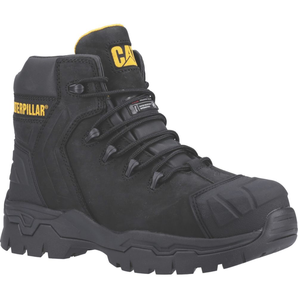 CAT Everett S3 WP Size 9 Black Waterproof Safety Boots - Screwfix