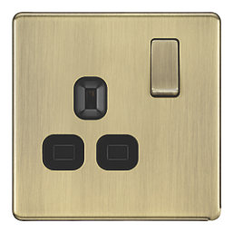 LAP  13A 1-Gang DP Switched Switched Socket Antique Brass  with Black Inserts