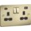 Knightsbridge  13A 2-Gang SP Switched Socket + 4.0A 20W 2-Outlet Type A & C USB Charger Brushed Brass with Black Inserts