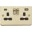 Knightsbridge  13A 2-Gang SP Switched Socket + 4.0A 20W 2-Outlet Type A & C USB Charger Brushed Brass with Black Inserts