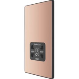 British General Evolve 2-Gang Dual Voltage Shaver Socket 115/240V Copper with Black Inserts