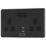 Arlec  13A 2-Gang SP Switched Socket + 4A 15W 2-Outlet Type A USB Charger Black with Colour-Matched Inserts