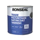 Ronseal 2.5Ltr Clear Satin Solvent-Based Interior Wood Varnish