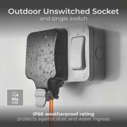 British General Storm IP66 13A 1-Gang SP Weatherproof Outdoor Switched Power Socket with External Switch