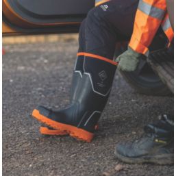 Muck Boots Grit S5 Size 9  Black & Orange  Safety Wellies