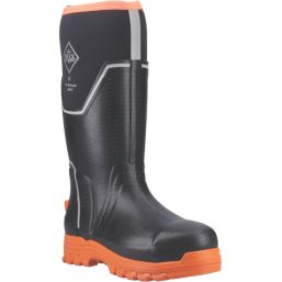 Muck Boots Grit S5 Size 9  Black & Orange  Safety Wellies