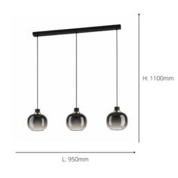 Eglo Oilella 3-Light Pendant Black & Brown
