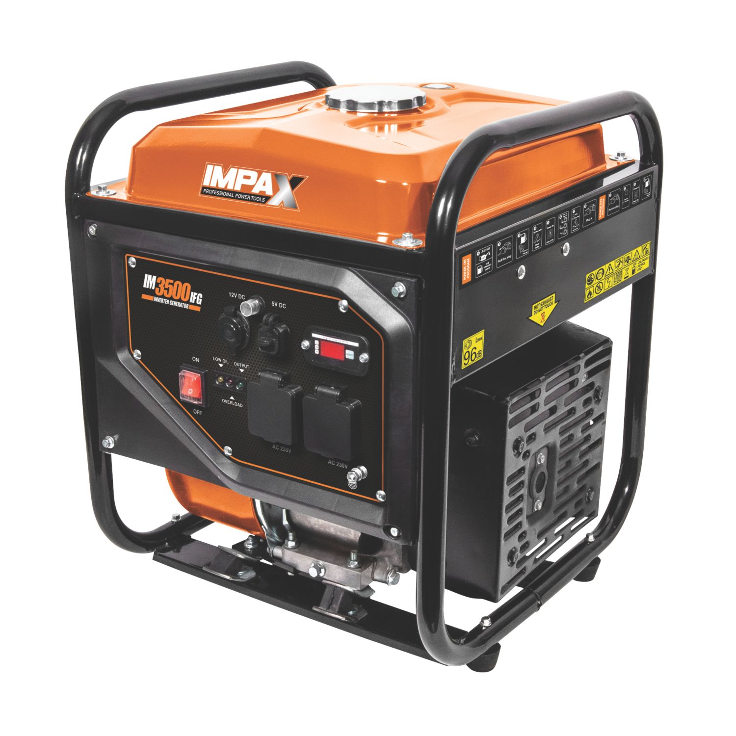 IMPAX IM3500IFG 3600W Open Frame Inverter Generator + 2.1A 1-Outlet Type A USB Charger 230V (629HA)