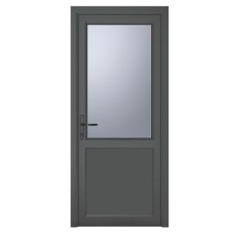 Crystal  1-Panel 1-Obscure Light Right-Handed Anthracite Grey uPVC Back Door 2090mm x 920mm