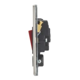 Contactum Lyric 32A 1-Gang DP Control Switch & Flex Outlet Brushed Steel  with Black Inserts