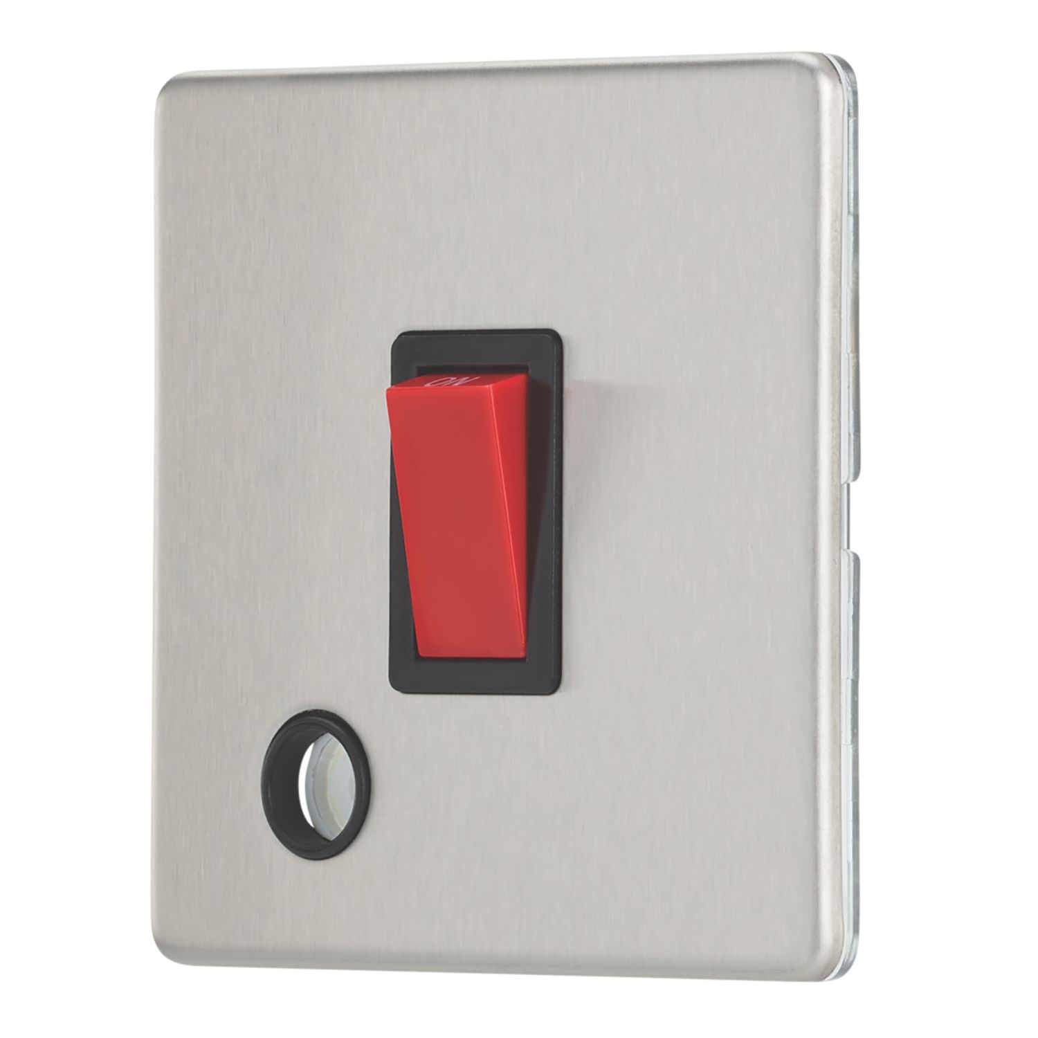 Contactum Lyric 32A 1-Gang DP Control Switch & Flex Outlet Brushed Steel with Black Inserts (629RR)