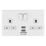 Arlec  13A 2-Gang SP Switched Socket + 4A 15W 2-Outlet Type A USB Charger White with Colour-Matched Inserts