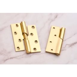 Smith & Locke Polished Brass  Rising Butt Hinges  100mm x 84mm 2 Pack