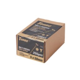 Turbo TX  TX Double-Countersunk  Multipurpose Screws 5mm x 50mm 200 Pack