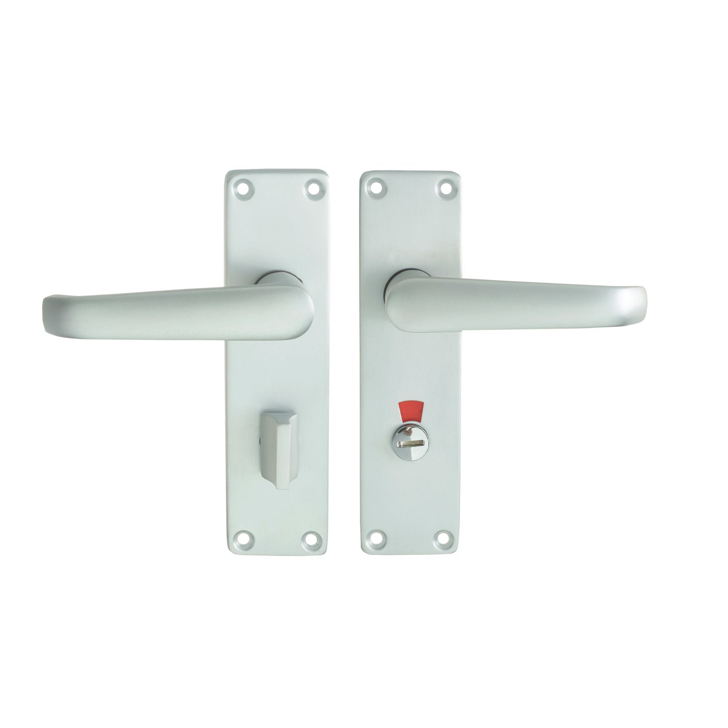 Union Swallow Bathroom Door Handle LH Pair Satin Aluminium (6304P)