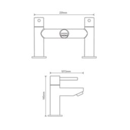 Aqualisa Uptown Chrome 145mm Deck Mounted Lever 2 Tap Holes Bath Pillar Tap