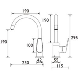 Bristan Raspberry Monobloc Kitchen Sink Mixer Taps Chrome-Plated 1 Pair