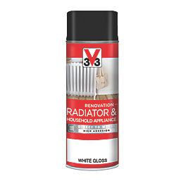 V33 Radiator & Household Appliance Spray Paint Gloss White 400ml