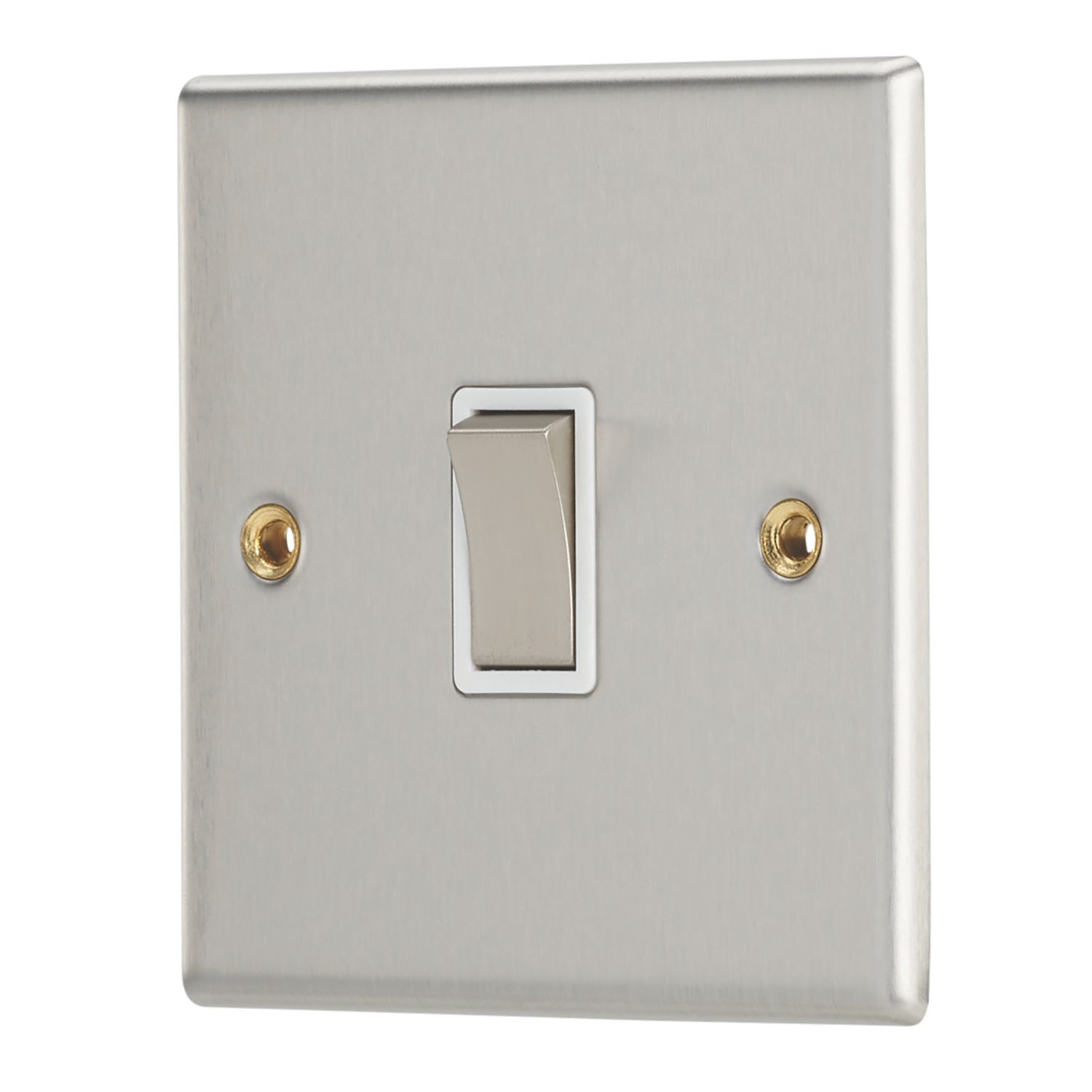 Contactum iConic 10AX 1-Gang 2-Way Light Switch Brushed Steel with White Inserts (630RP)