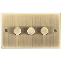 Knightsbridge CS2183AB 3-Gang 2-Way LED Dimmer Switch  Antique Brass