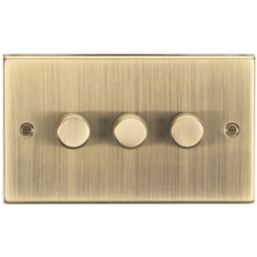 Knightsbridge  3-Gang 2-Way LED Dimmer Switch  Antique Brass