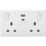 Knightsbridge Curved Edge 13A 2-Gang SP Switched Socket + 4.8A 24W 2-Outlet Type A & C USB Charger White