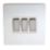 LAP  10AX 3-Gang 2-Way Light Switch  Brushed Chrome with White Inserts