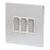 LAP  10AX 3-Gang 2-Way Light Switch  Brushed Chrome with White Inserts