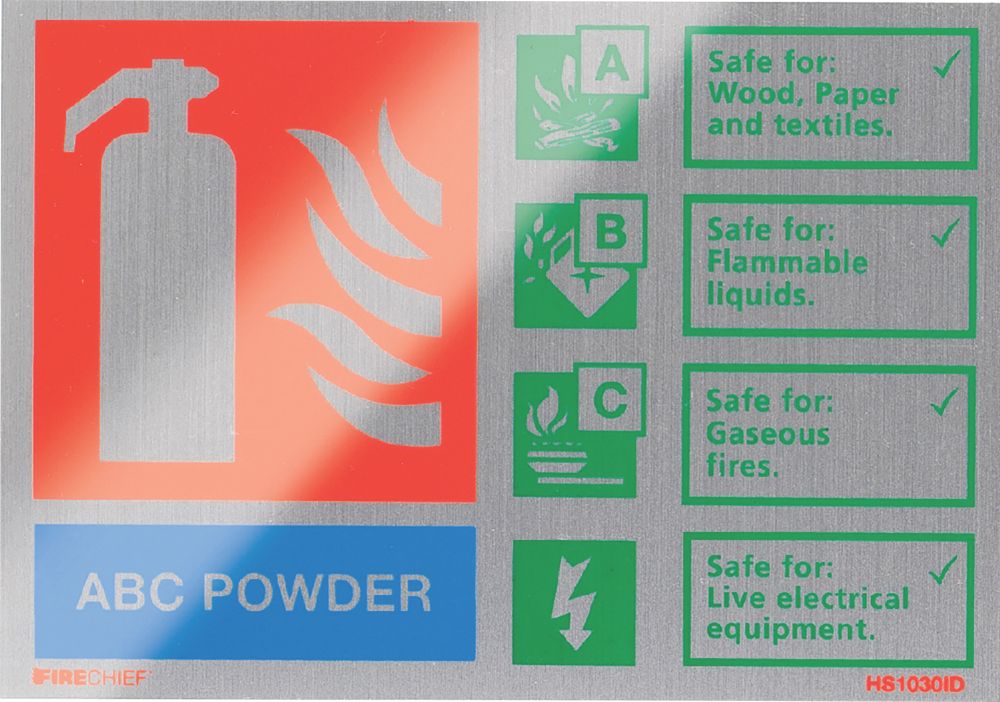 Firechief Non Photoluminescent "ABC Powder" Fire Safety Sign 150mm x