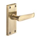 Designer Levers Victorian Fire Rated Latch Short Straight Door Handle Pair Antique Brass