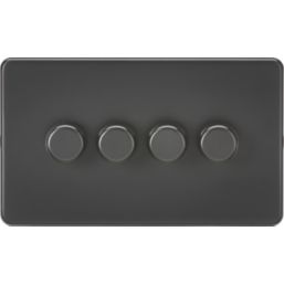 Knightsbridge  4-Gang 2-Way LED Intelligent Dimmer Switch  Matt Black
