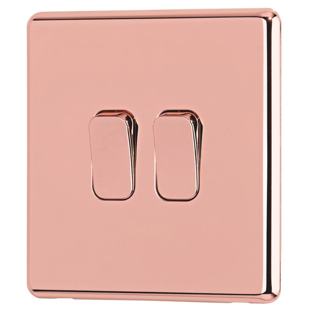 Arlec 10A 2Gang 2Way Light Switch Rose Gold Screwfix