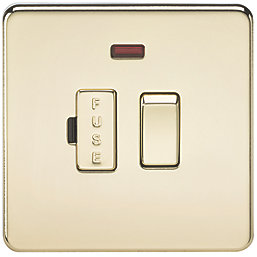Knightsbridge  13A Switched Fused Spur with LED Polished Brass