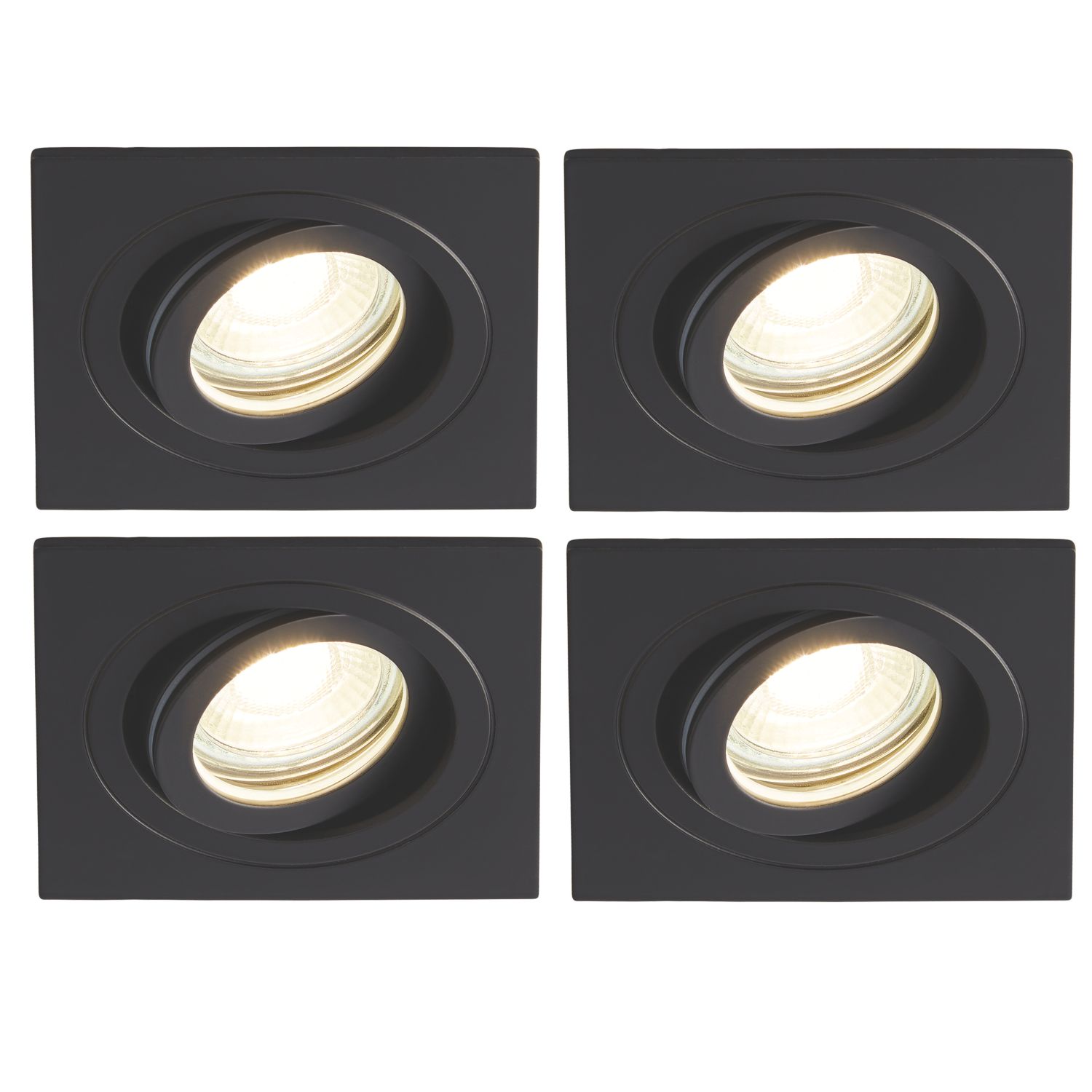 Spa Cali Adjustable Square Downlights Matt Black 4 Pack (631VJ)