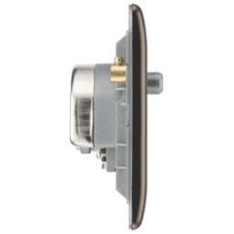 British General Nexus Metal 4-Gang Quadruplex TV Socket Black Nickel