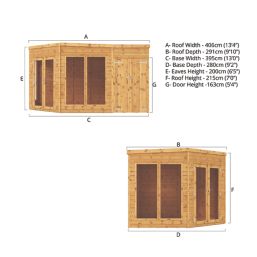 Mercia Corner 13' x 9' (Nominal) Pent Tongue & Groove Timber Summerhouse & Shed
