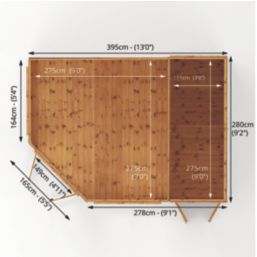 Mercia Corner 13' x 9' (Nominal) Pent Tongue & Groove Timber Summerhouse & Shed