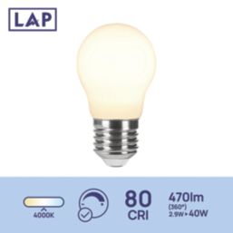 LAP  E27 Mini Globe LED Light Bulb Milky 470lm 2.9W 4 Pack